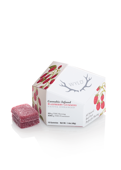 Raspberry Sativa Enhanced Gummies | 100mg | 10ct | 10mg/ea