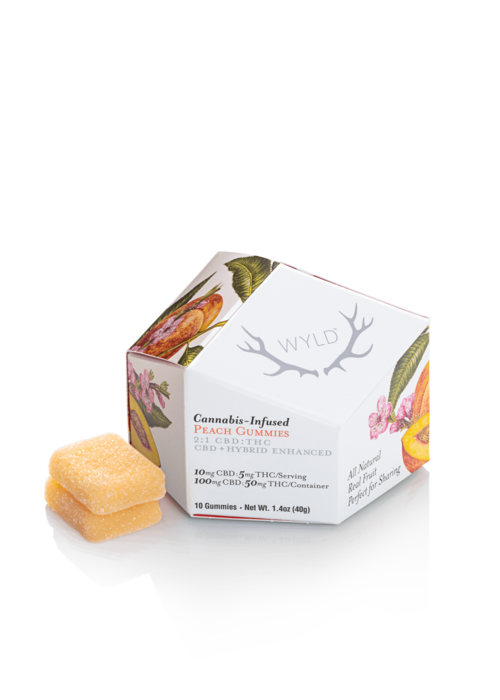 Peach 2:1 CBD:THC Hybrid Enhanced Gummies | 100mg | 10ct | 10mg/ea