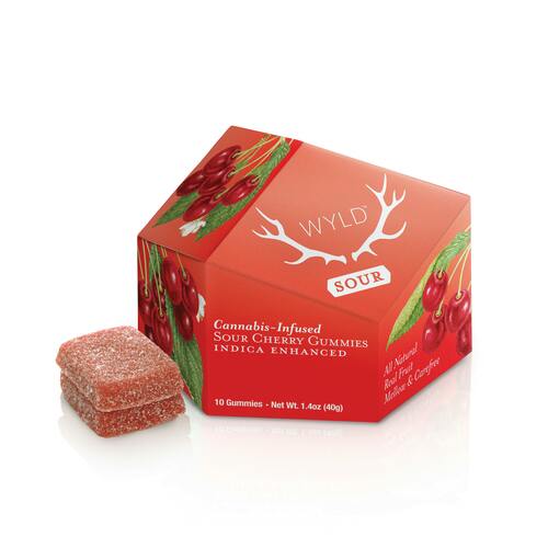 Sour Cherry Indica Enhanced Gummies | 100mg | 10ct | 10mg/ea
